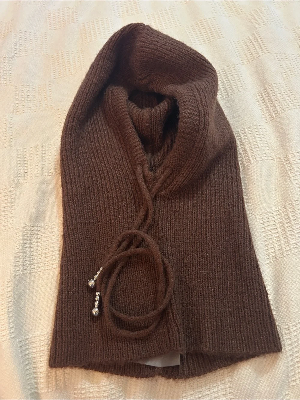 Private policy Brown Knit Balaclava Hooded beanie